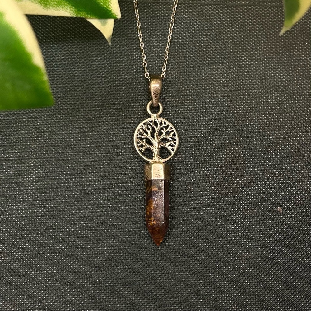 Sterling Silver Gemstone and Tree Necklace